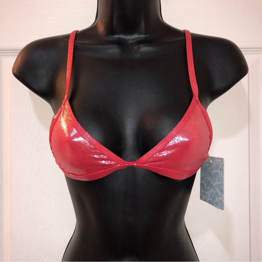 NWT Forever 21 Red Shimmer Triangle Bikini Top w/padding
